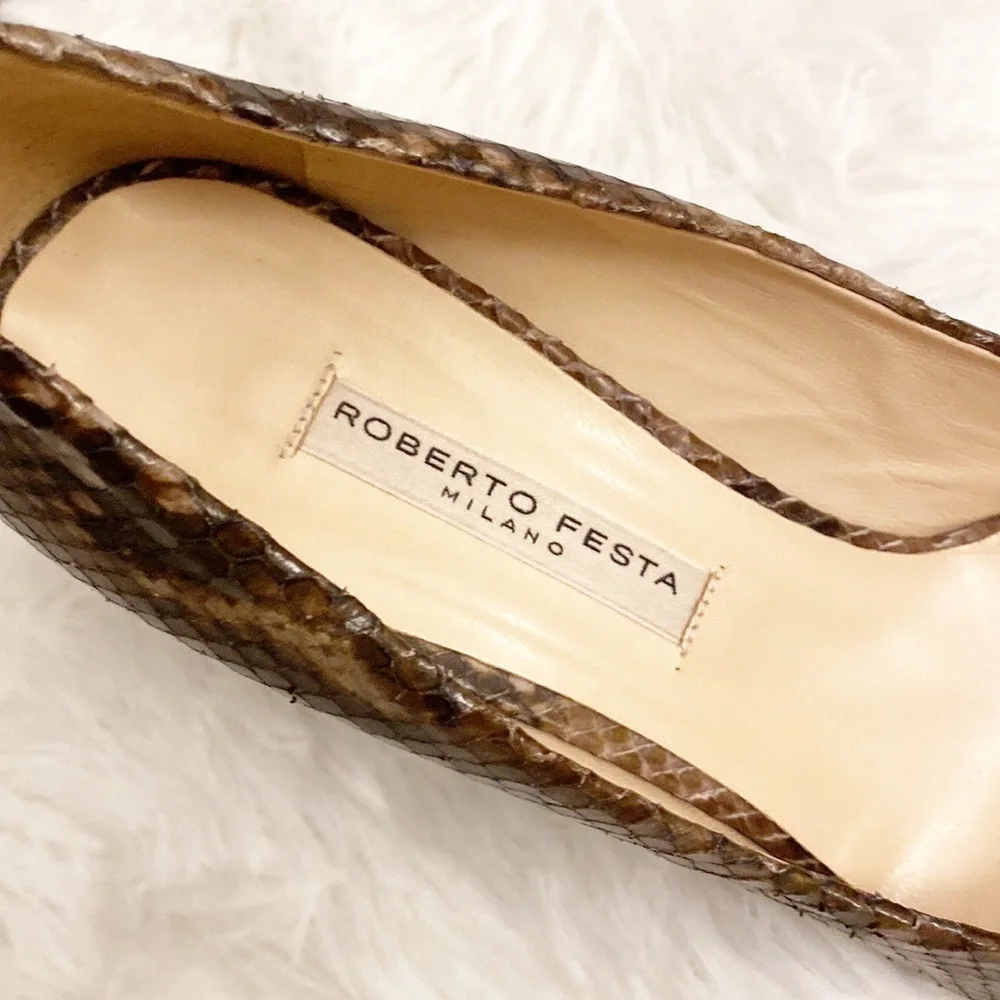 ROBERTO FESTA | Snakeskin leather pointed toe heel Milano women’s 6 - Picture 6 of 9